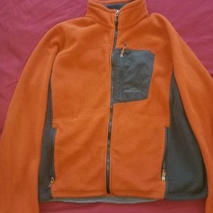 Orange Zip Up Fleece Sweater